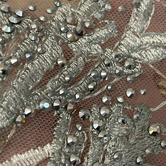 Mac Duggal 16 20336 NEW Platinum Silver Embellished Wrap Over 3/4 Sleeve Dress - Picture 11 of 13